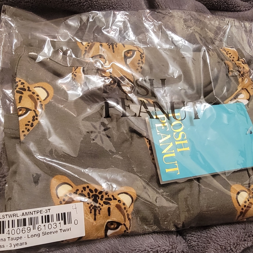 NWT Posh Peanut Amina Taupe Long sleeve twirl dress size 3T